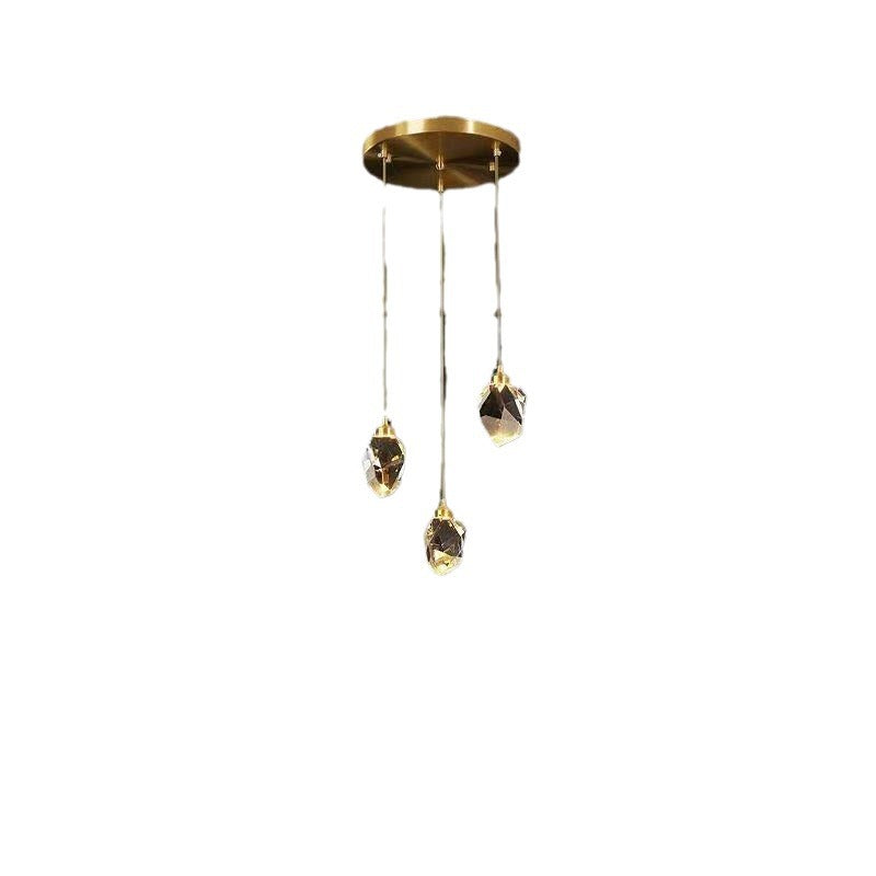 Modern Gold Brass Crystal LED Island Chandelier for Dining Room Decor