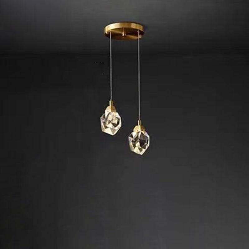 Modern Gold Brass Crystal LED Island Chandelier for Dining Room Decor