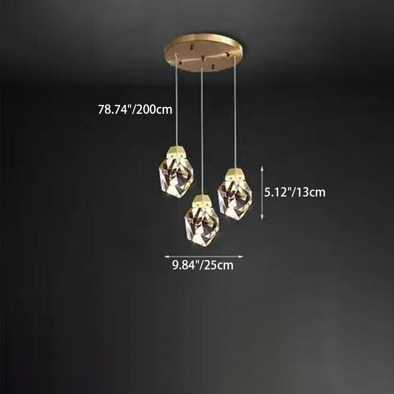 Modern Gold Brass Crystal LED Island Chandelier for Dining Room Decor