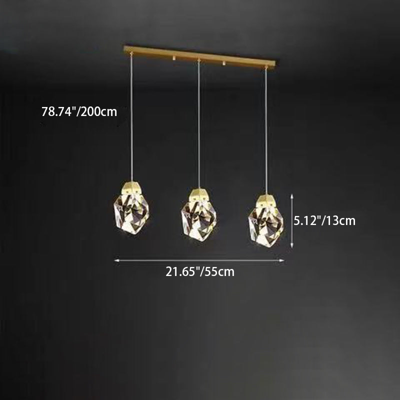 Modern Gold Brass Crystal LED Island Chandelier for Dining Room Decor