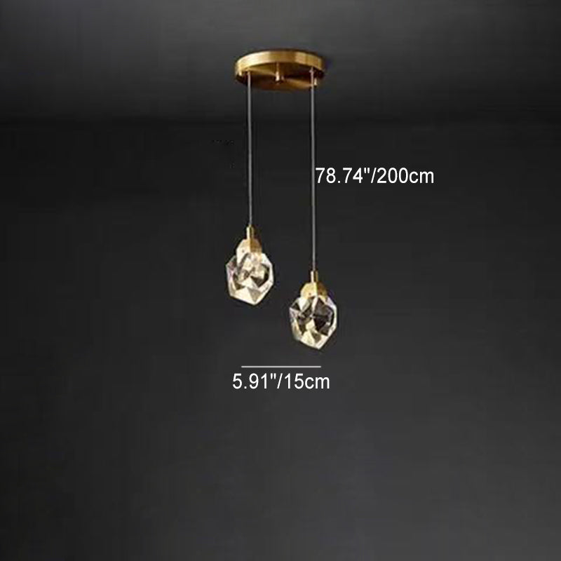 Modern Gold Brass Crystal LED Island Chandelier for Dining Room Decor