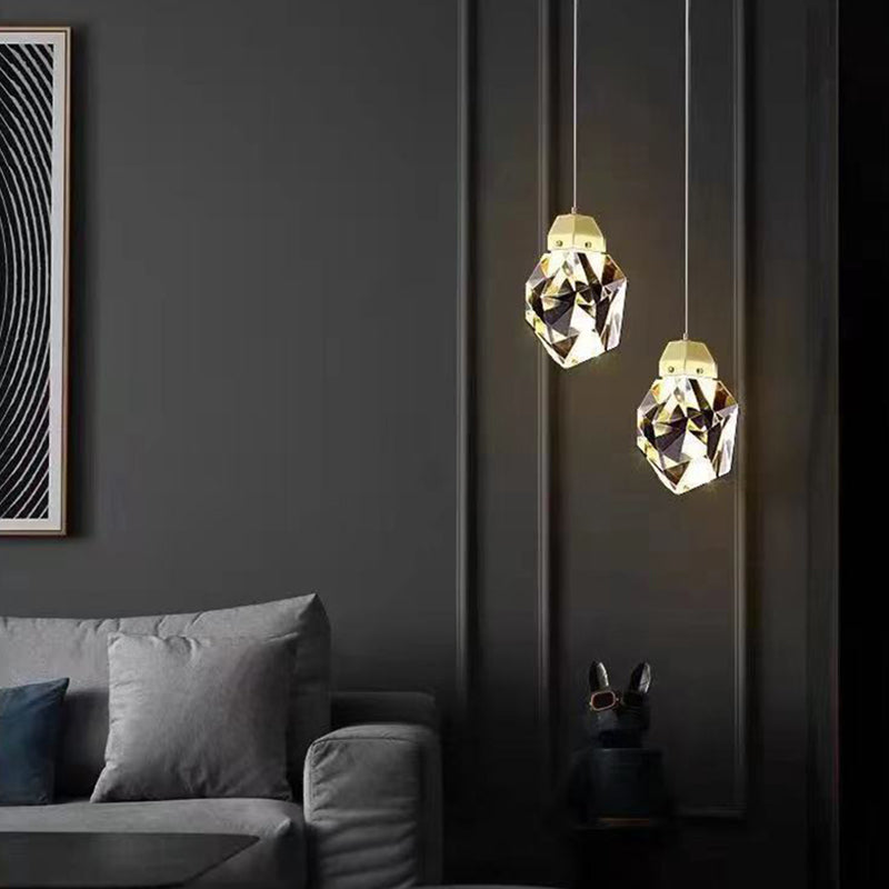 Modern Gold Brass Crystal LED Island Chandelier for Dining Room Decor