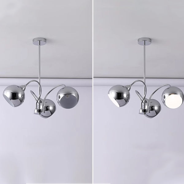 Mid-Century Modern Round Iron Finish Chandelier for Living Room 3/5-Light
