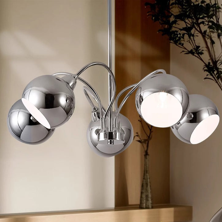 Mid-Century Modern Round Iron Finish Chandelier for Living Room 3/5-Light