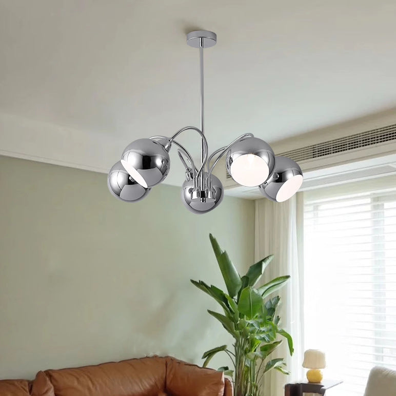 Mid-Century Modern Round Iron Finish Chandelier for Living Room 3/5-Light