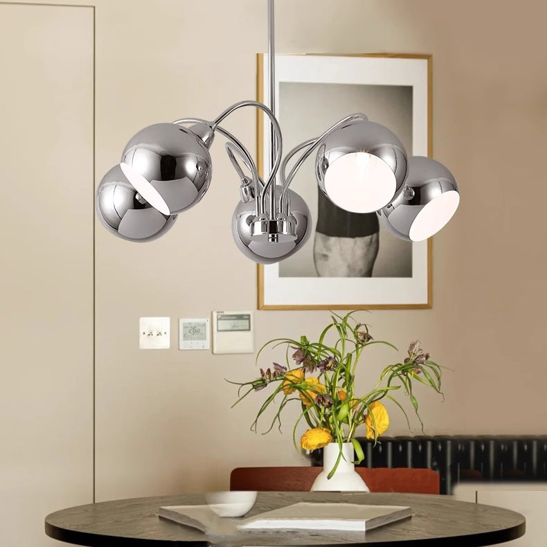 Mid-Century Modern Round Iron Finish Chandelier for Living Room 3/5-Light