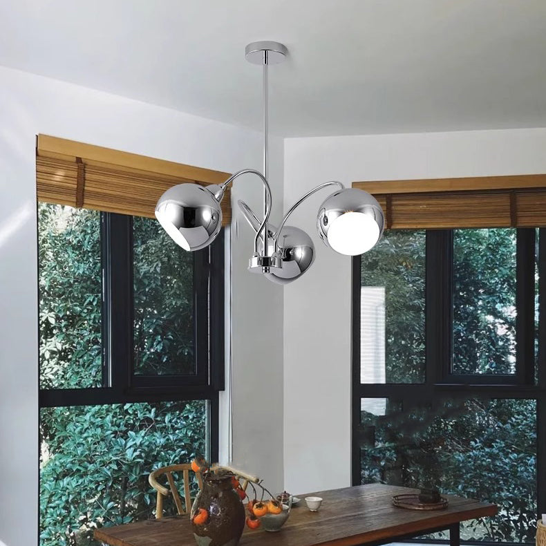 Mid-Century Modern Round Iron Finish Chandelier for Living Room 3/5-Light