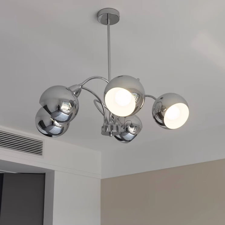 Mid-Century Modern Round Iron Finish Chandelier for Living Room 3/5-Light