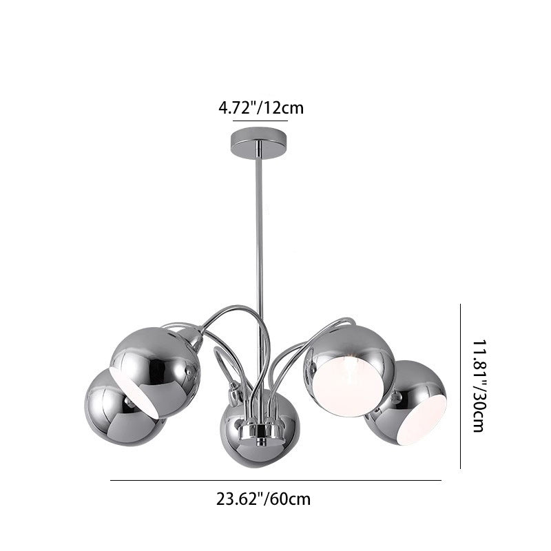 Mid-Century Modern Round Iron Finish Chandelier for Living Room 3/5-Light