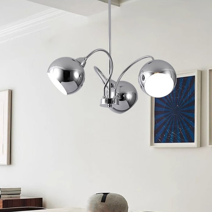 Mid-Century Modern Round Iron Finish Chandelier for Living Room 3/5-Light