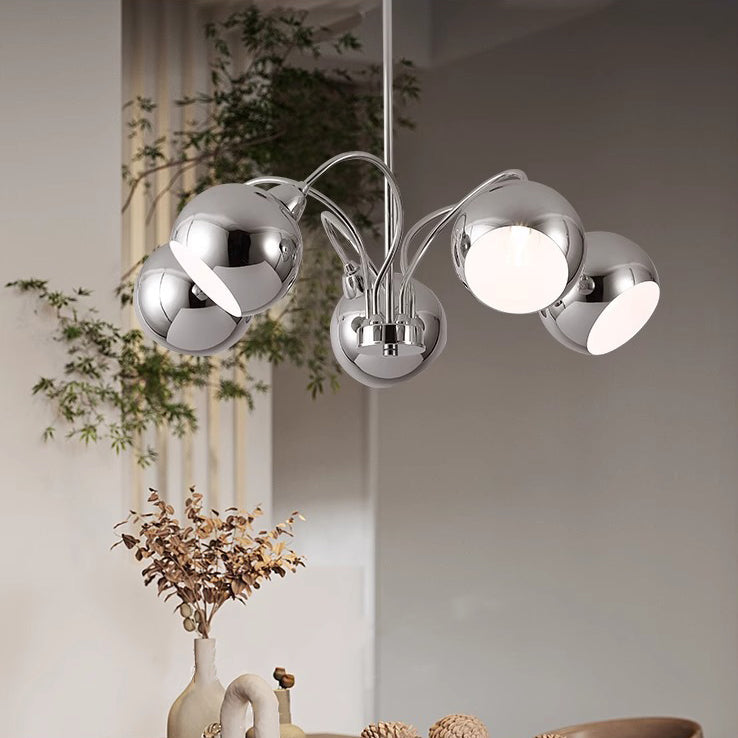 Mid-Century Modern Round Iron Finish Chandelier for Living Room 3/5-Light