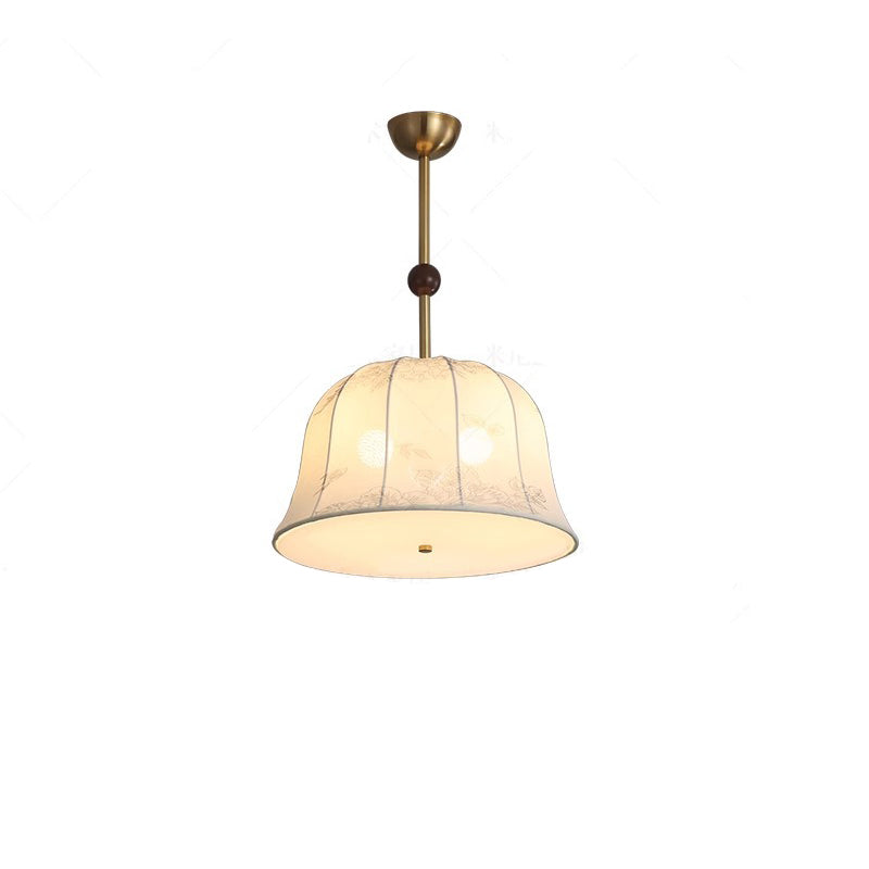 Elegant Traditional Chinese 3-Light Textured Fabric Chandelier for Dining Room