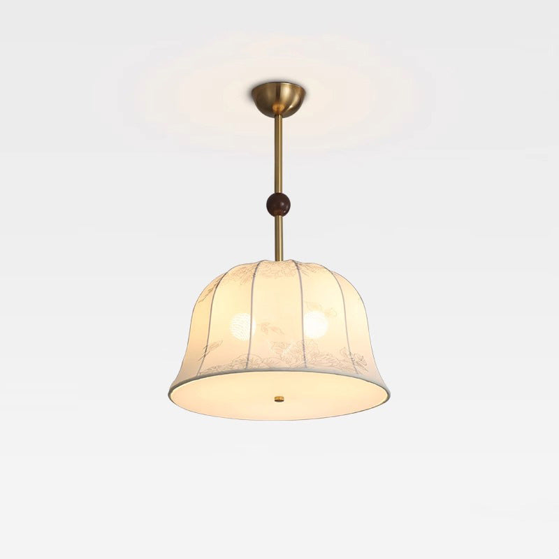 Elegant Traditional Chinese 3-Light Textured Fabric Chandelier for Dining Room