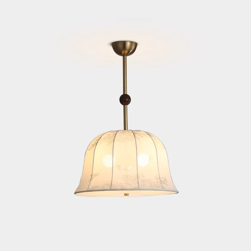 Elegant Traditional Chinese 3-Light Textured Fabric Chandelier for Dining Room