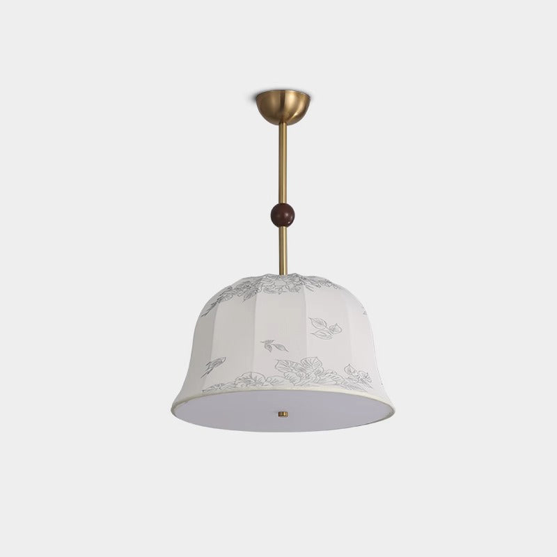 Elegant Traditional Chinese 3-Light Textured Fabric Chandelier for Dining Room
