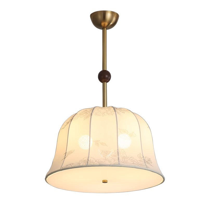 Elegant Traditional Chinese 3-Light Textured Fabric Chandelier for Dining Room
