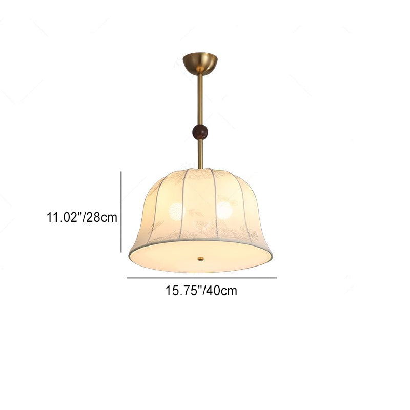 Elegant Traditional Chinese 3-Light Textured Fabric Chandelier for Dining Room