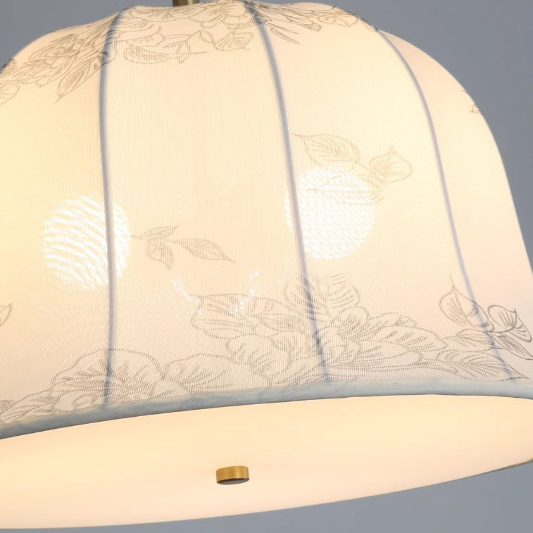 Elegant Traditional Chinese 3-Light Textured Fabric Chandelier for Dining Room
