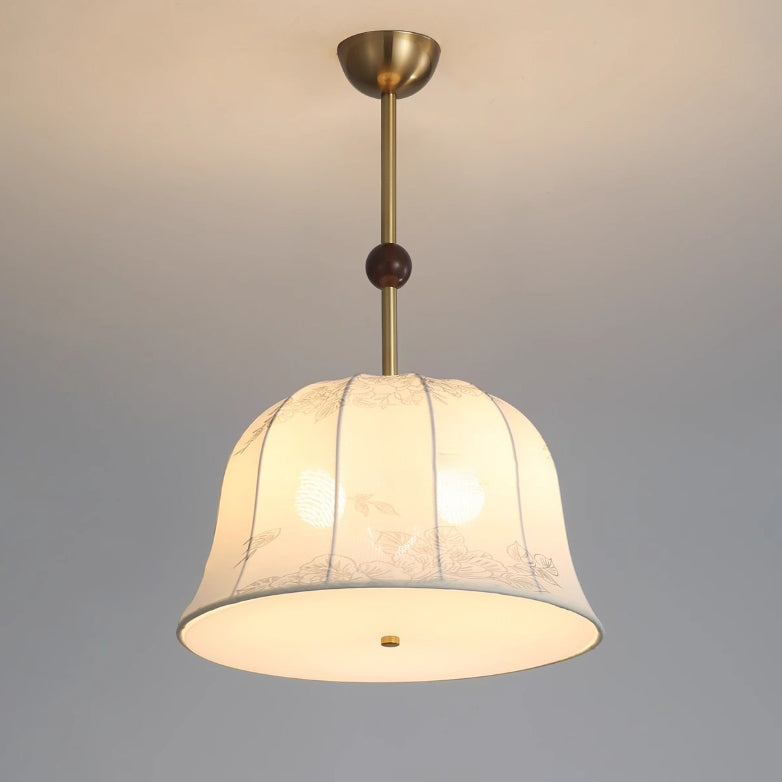 Elegant Traditional Chinese 3-Light Textured Fabric Chandelier for Dining Room