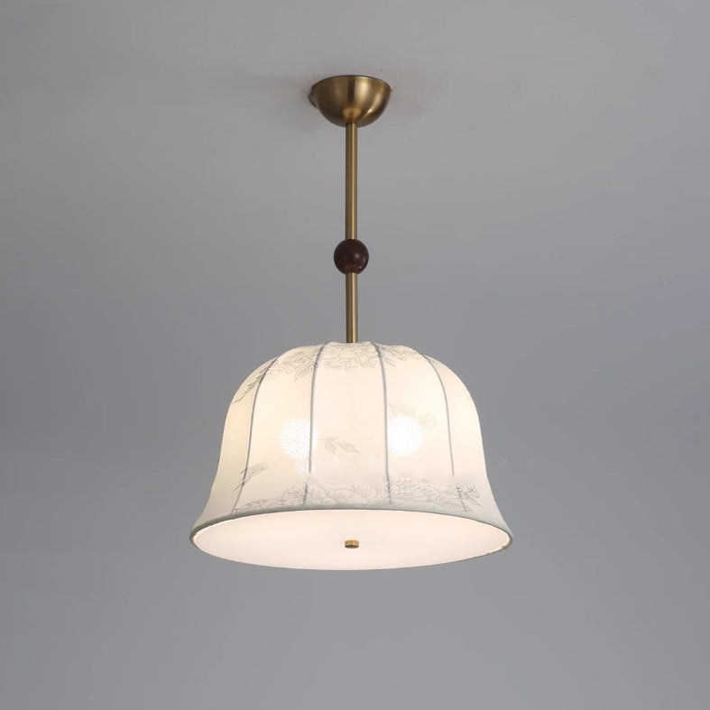 Elegant Traditional Chinese 3-Light Textured Fabric Chandelier for Dining Room