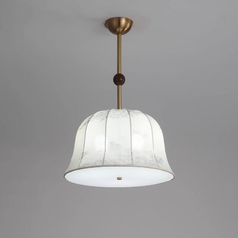 Elegant Traditional Chinese 3-Light Textured Fabric Chandelier for Dining Room