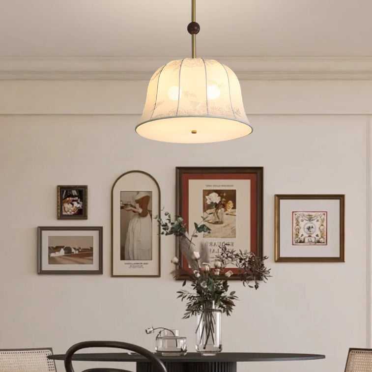 Elegant Traditional Chinese 3-Light Textured Fabric Chandelier for Dining Room