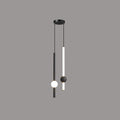 Sleek Black Acrylic LED Chandelier with Vertical Rods for Dining Room