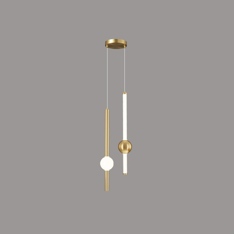 Sleek Black Acrylic LED Chandelier with Vertical Rods for Dining Room