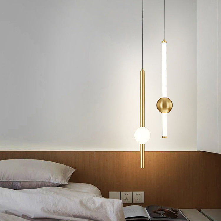 Sleek Black Acrylic LED Chandelier with Vertical Rods for Dining Room