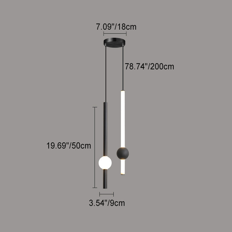 Sleek Black Acrylic LED Chandelier with Vertical Rods for Dining Room