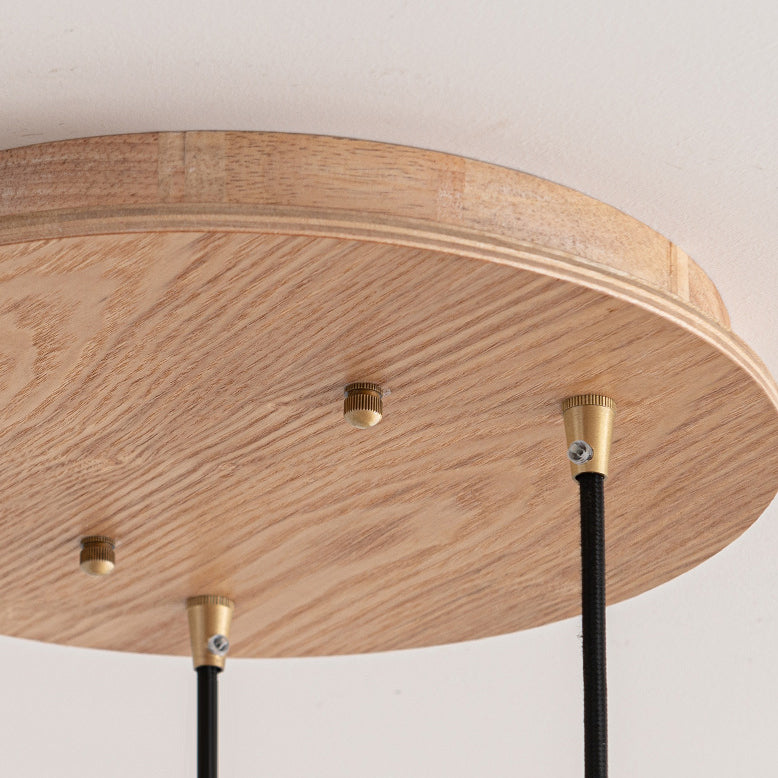 Nordic Style Round 3-Light Conical Glass Chandelier with Hemp Rope for Living Room
