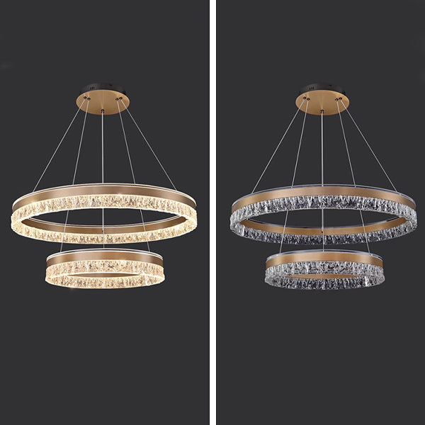 Sleek Modern Circular Acrylic Aluminum LED Chandelier for Living Room