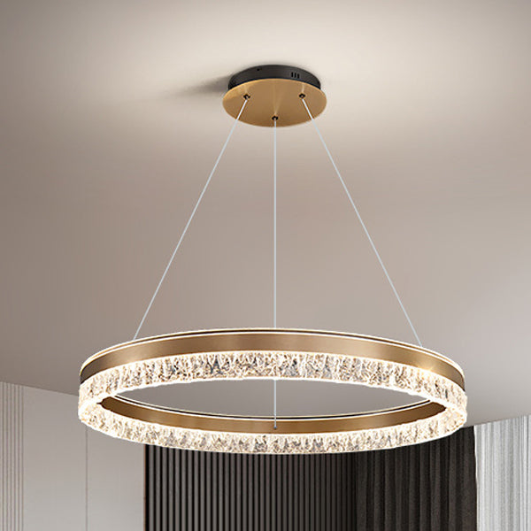 Sleek Modern Circular Acrylic Aluminum LED Chandelier for Living Room