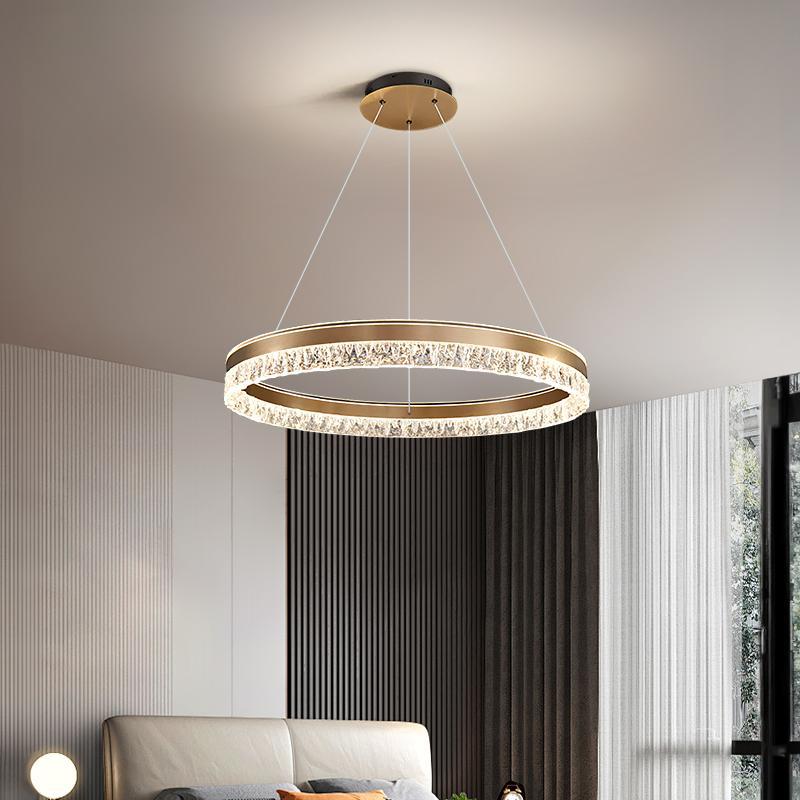 Sleek Modern Circular Acrylic Aluminum LED Chandelier for Living Room