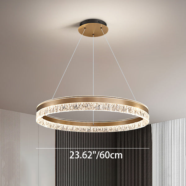 Sleek Modern Circular Acrylic Aluminum LED Chandelier for Living Room