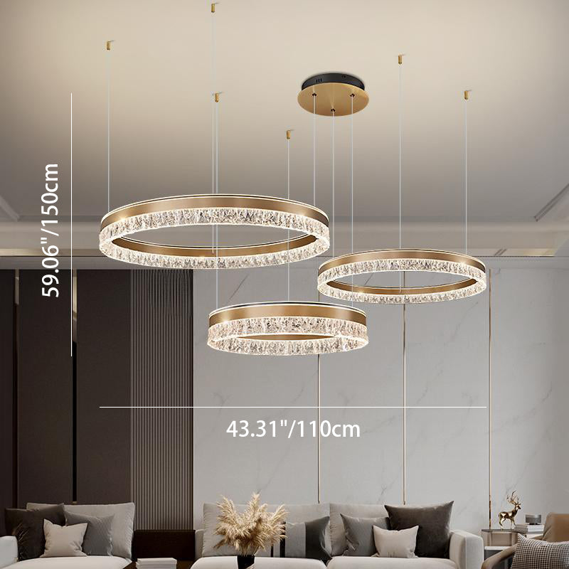 Sleek Modern Circular Acrylic Aluminum LED Chandelier for Living Room