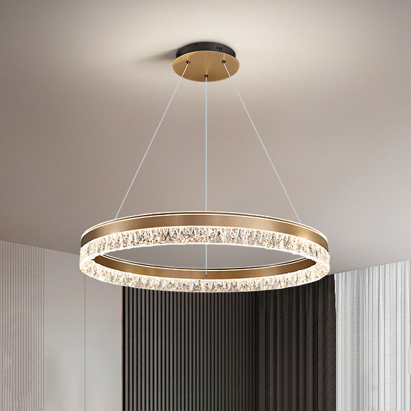 Sleek Modern Circular Acrylic Aluminum LED Chandelier for Living Room