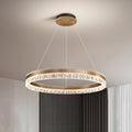 Sleek Modern Circular Acrylic Aluminum LED Chandelier for Living Room