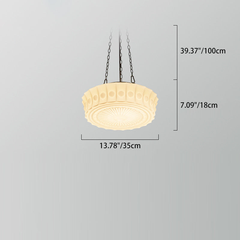 Vintage-inspired Iron and Glass Floral Drum Shade 3-Light Chandelier for Living Room