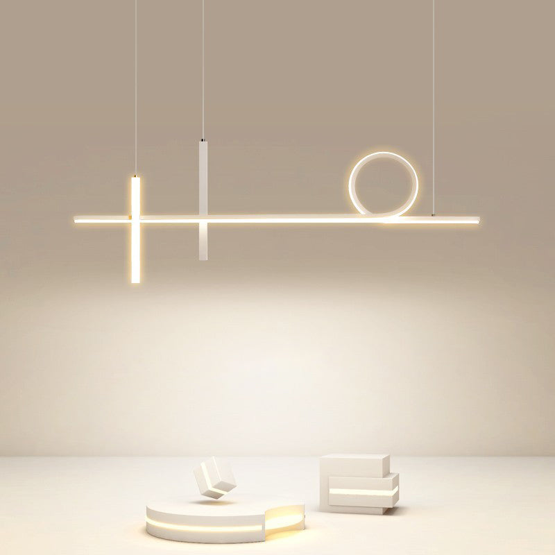 Sleek Black Acrylic & Aluminum LED Island Chandelier for Dining Rooms