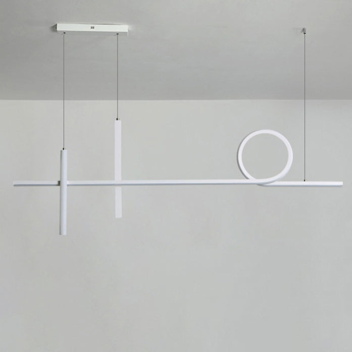 Sleek Black Acrylic & Aluminum LED Island Chandelier for Dining Rooms