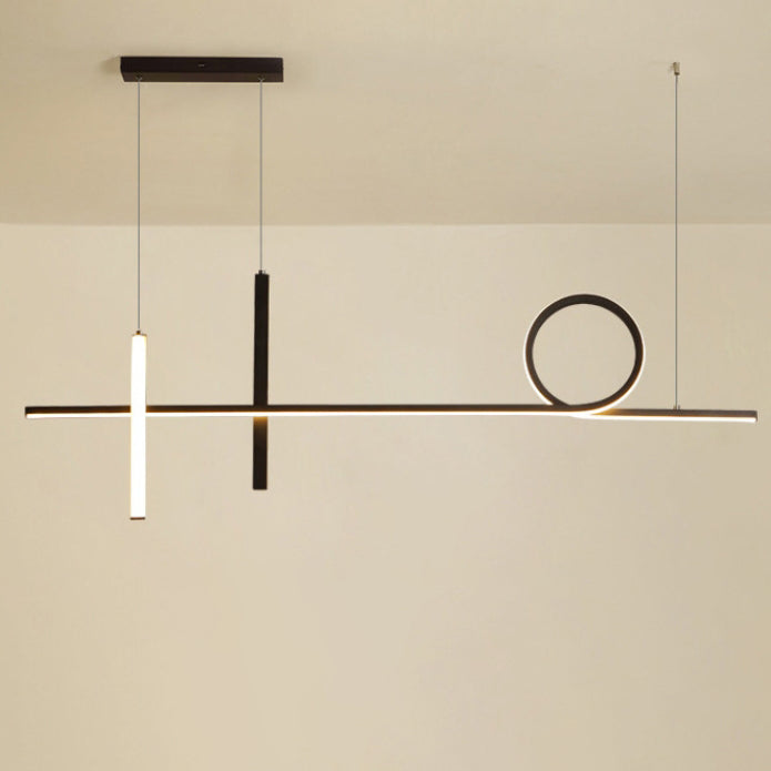 Sleek Black Acrylic & Aluminum LED Island Chandelier for Dining Rooms