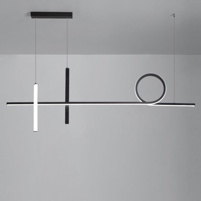 Sleek Black Acrylic & Aluminum LED Island Chandelier for Dining Rooms