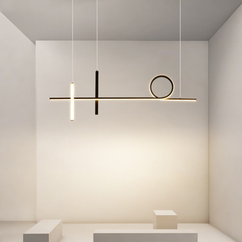 Sleek Black Acrylic & Aluminum LED Island Chandelier for Dining Rooms