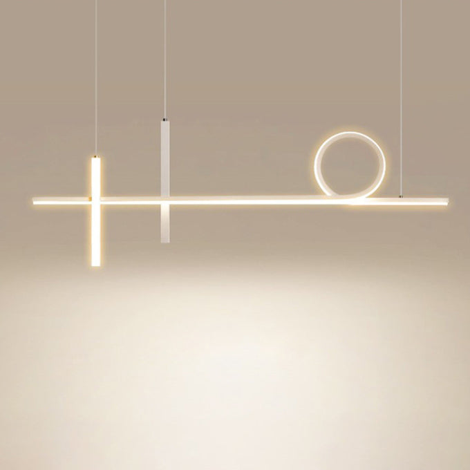 Sleek Black Acrylic & Aluminum LED Island Chandelier for Dining Rooms