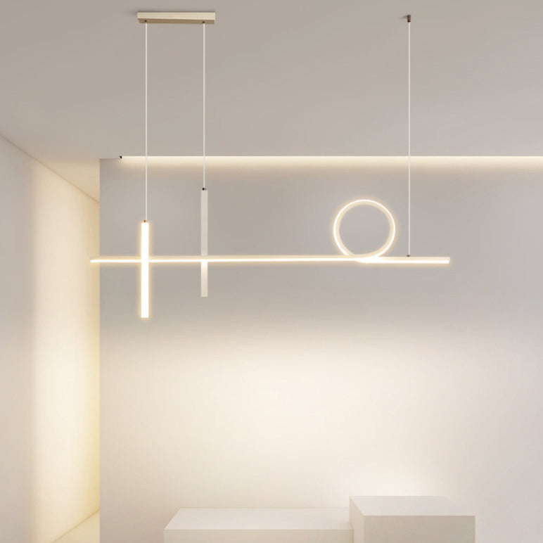 Sleek Black Acrylic & Aluminum LED Island Chandelier for Dining Rooms