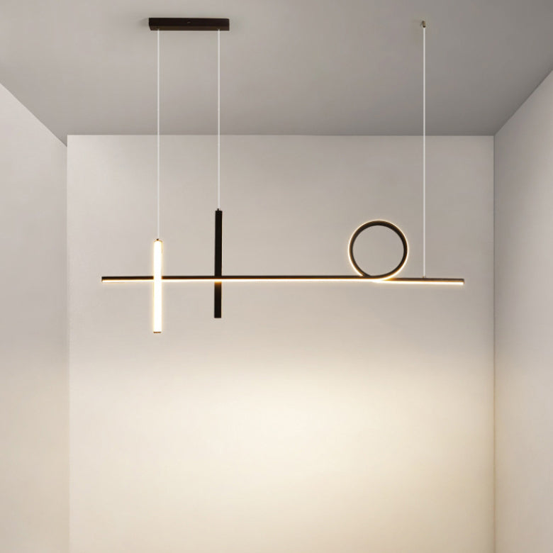 Sleek Black Acrylic & Aluminum LED Island Chandelier for Dining Rooms