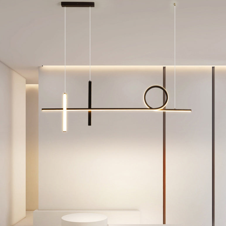Sleek Black Acrylic & Aluminum LED Island Chandelier for Dining Rooms