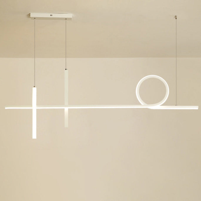 Sleek Black Acrylic & Aluminum LED Island Chandelier for Dining Rooms