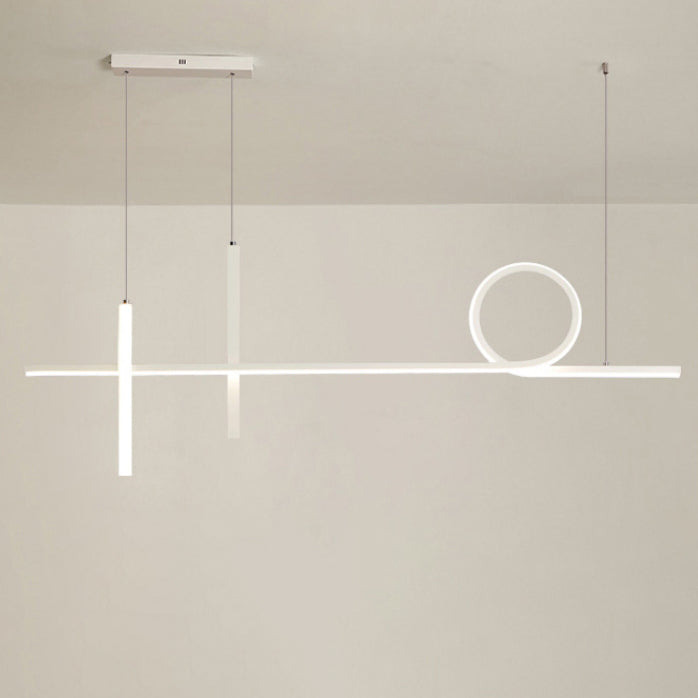 Sleek Black Acrylic & Aluminum LED Island Chandelier for Dining Rooms